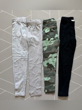 Cat & Jack|Big girl Leggings bundle set,Light Gray Confetti,Green Camo, Black•